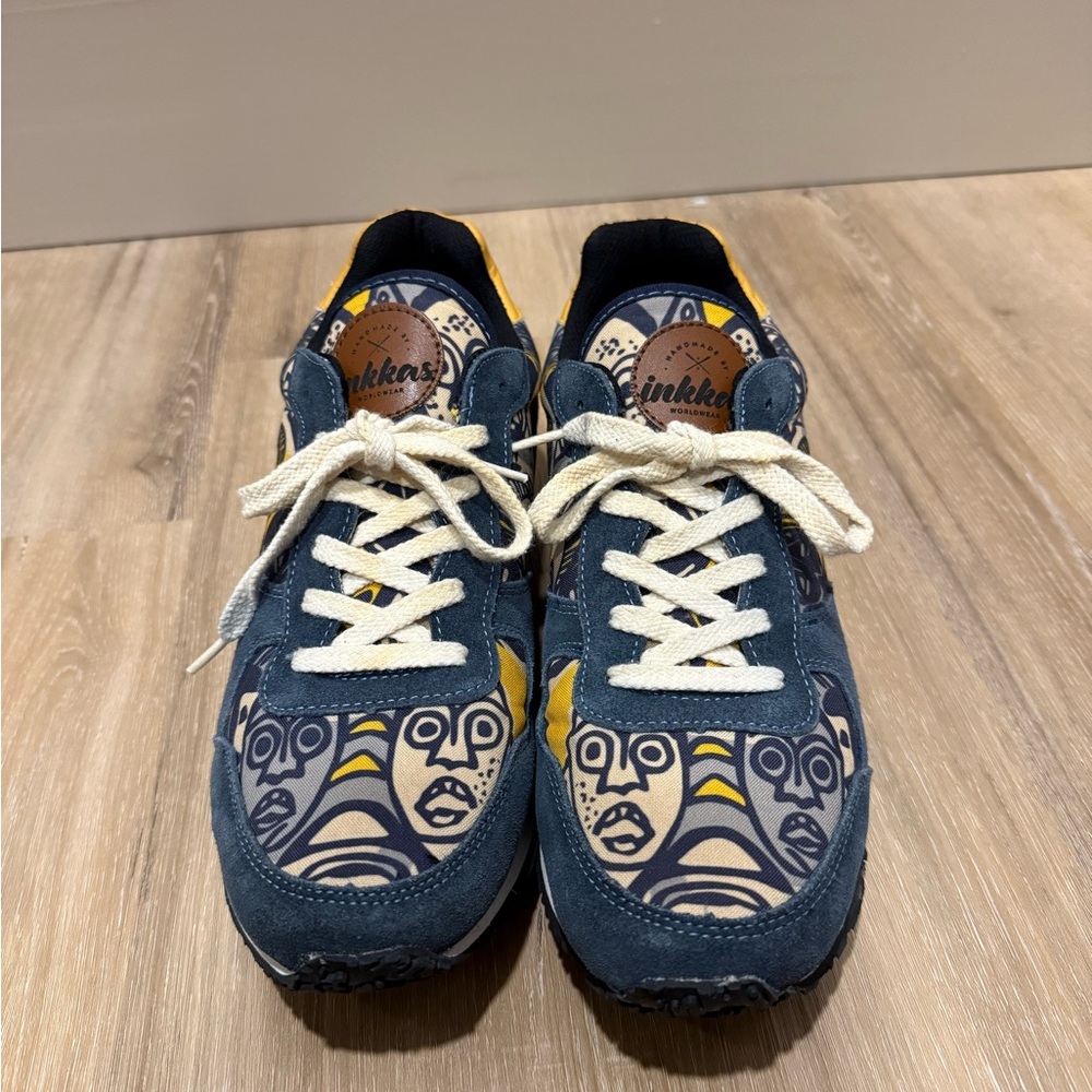 Inkkas Blue and Yellow Patterned Sneakers